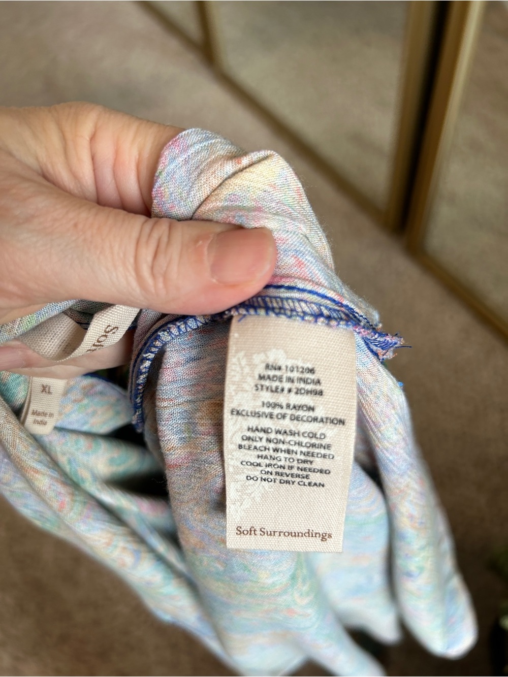 SOFT SURROUNDINGS Sheer Watercolor Emboidered Maxi Kimono Duster Coverup XL - Picture 7 of 8